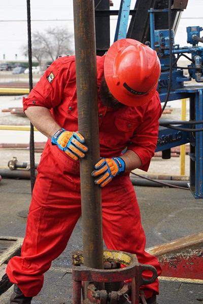 Oil Rig Worker with D3O Gloves